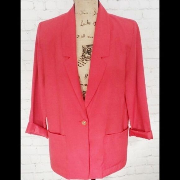 Vintage 80s 90s Red Oversized Boyfriend Blazer - Picture 3 of 10